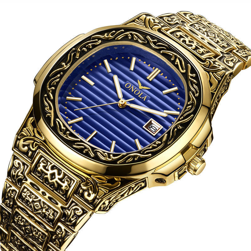 Modieuze quartzhorloges voor dames, merk ONOLA Golden roestvrijstalen horloge, luxe design quartzhorloge voor dames