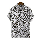 Men's Fashion Short Sleeve Shirt Short Sleeve Flower Print Men Shirt Small Daisy Print Hawaiian Men's Casual Shirt