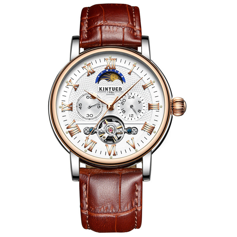 Orologi da polso da uomo alla moda con tourbillon vuoto, orologio da polso meccanico automatico