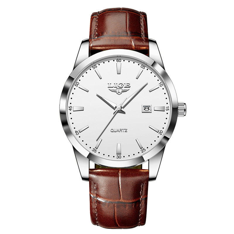 LIGE LG8970 Men's Chronograph Leather Strap Luxury Watches - Acquisti Online