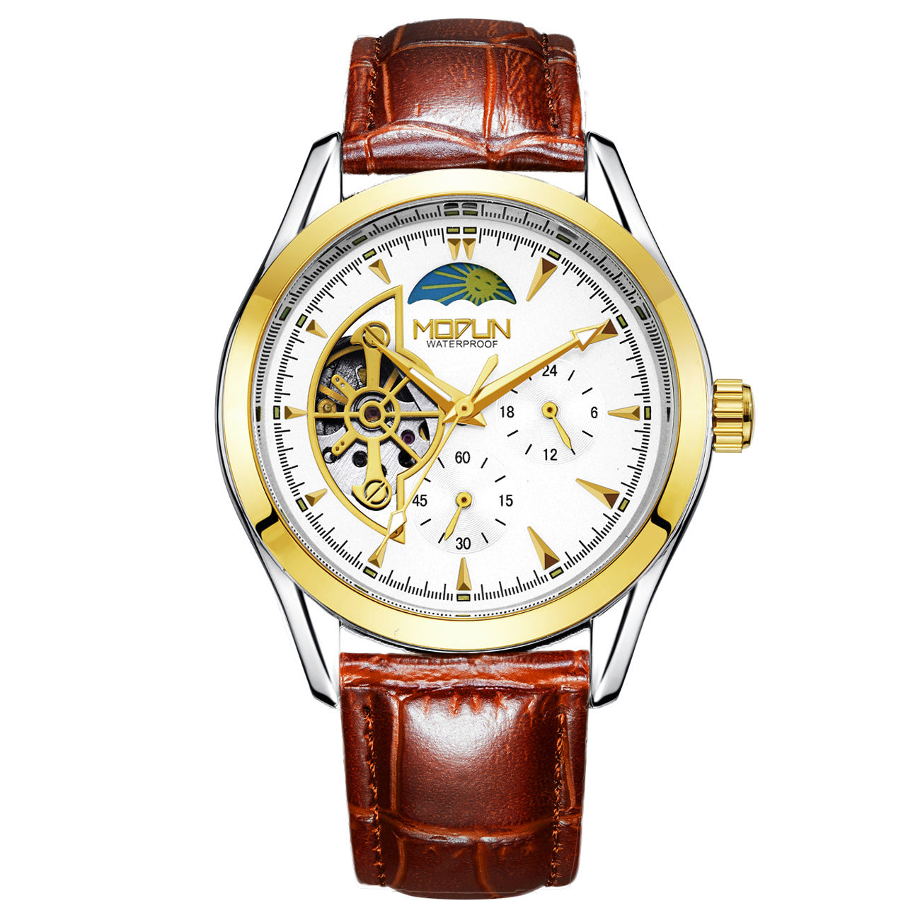 Orologio meccanico automatico da uomo a sei lancette e tre contatori