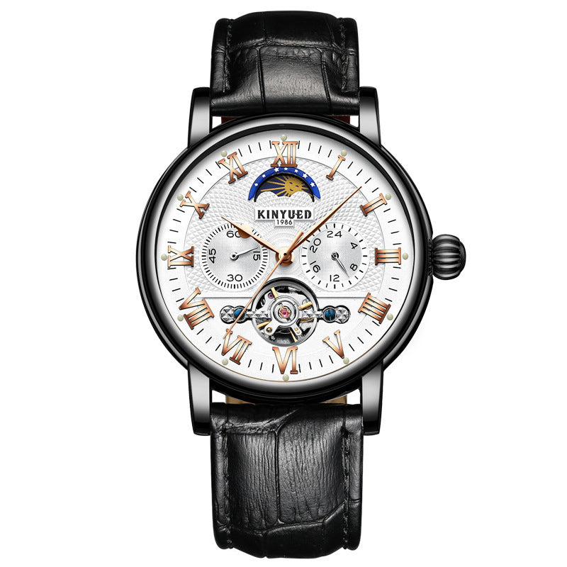 Orologi da polso da uomo alla moda con tourbillon vuoto, orologio da polso meccanico automatico