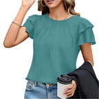 Dames Ruffle Shirts met Korte Mouwen
