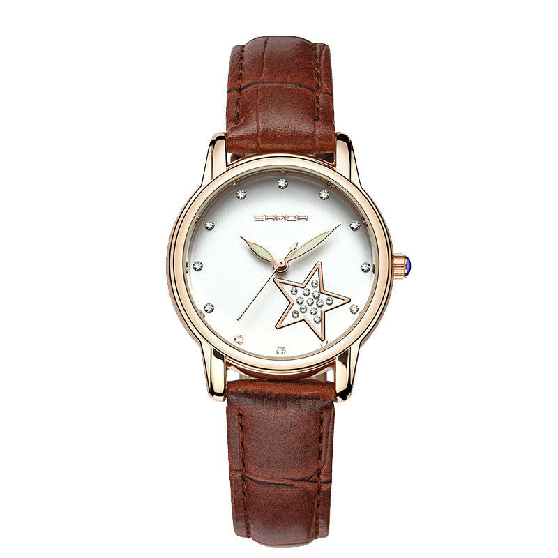 SANDA Ribbon Calendar Modieus Waterdicht Leren Riem Diamant Dames Luxe Creatieve Sport Quartz Horloge