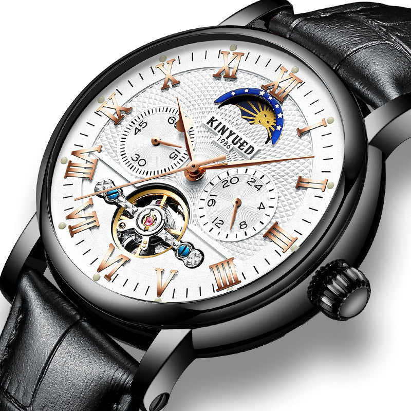 Orologi da polso da uomo alla moda con tourbillon vuoto, orologio da polso meccanico automatico
