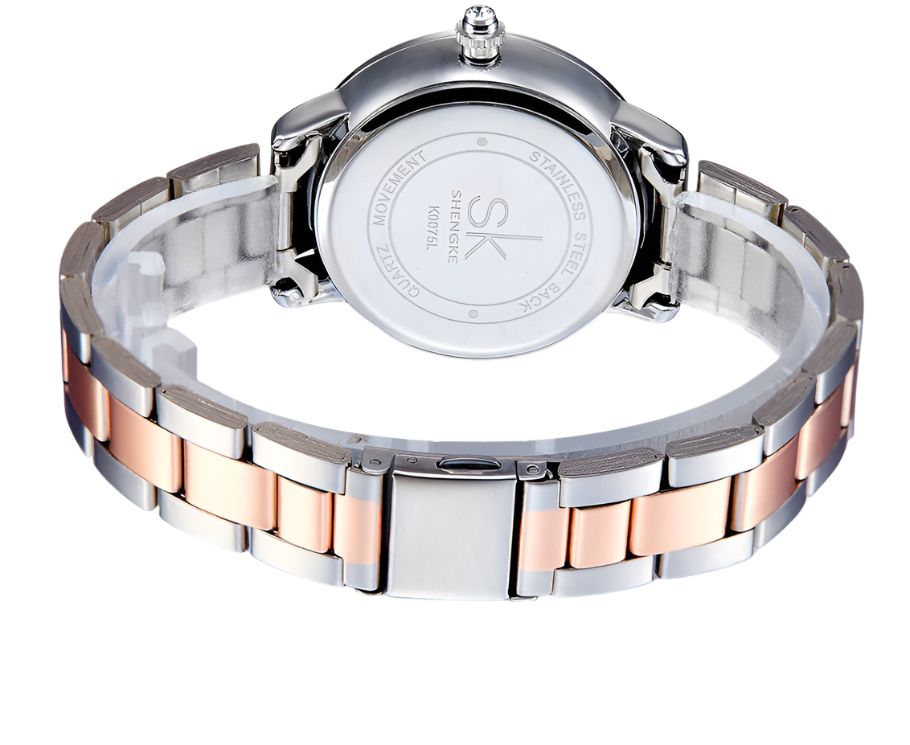 SHENGKE Luxe armband dames quartz polshorloge roestvrij stalen band Rhinsone handgemaakte dames quartz horloges