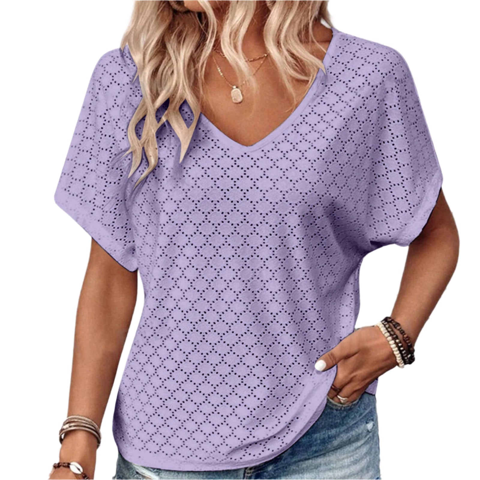 Hollow Jacquard dames T-shirt