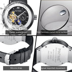 Orologio meccanico automatico da uomo a tre indicatori, impermeabile