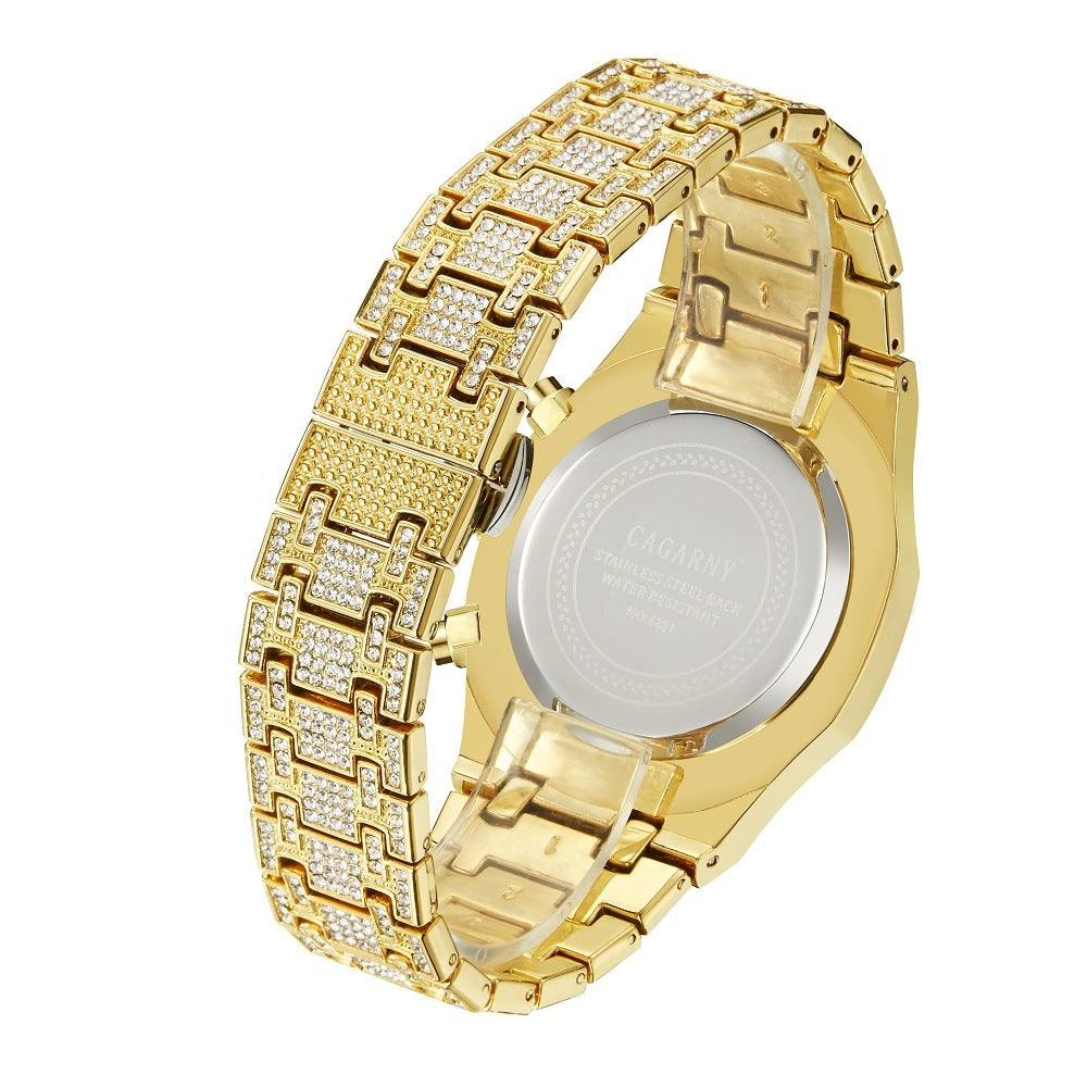 Business Men's Watch Shang Sports With Gold And Diamonds