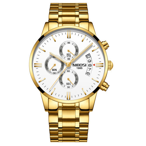 Men Watch Chronograph Sport Mens Waterproof Full Steel Quartz watch