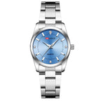 ARLANCH Orologio da polso da donna di lusso in acciaio inossidabile con quadrante piccolo al quarzo e strass.