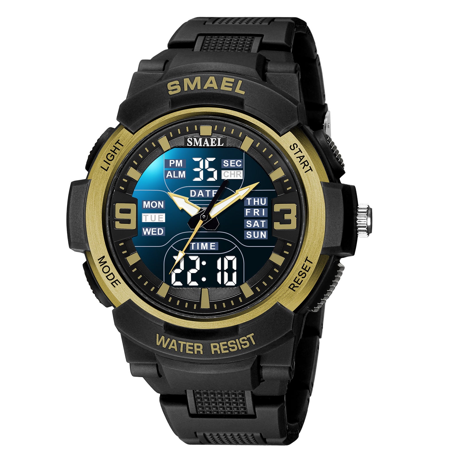 SMAEL Electronic Watches with LED Luminous 5 ATM Waterproof Sports Watch with Week Day Display, Alarm, Stopwatch Timer and Calendar
