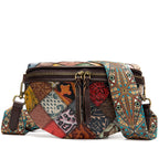 Women's Crossbody Bag Large Capacity Zipper Pocket Original Leather Stitching Fashion Embossed Crossbody Chest bag