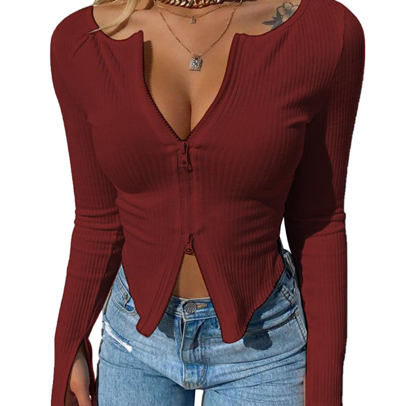 Dubbele rits cardigan onderkant Dames shirt