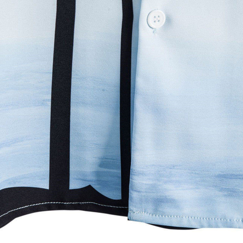 Camicia da uomo alla moda, con risvolto largo, manica corta, stampa floreale, in fibra di cotone, casual, vintage, stile hawaiano