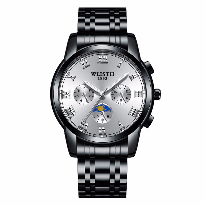 WLISTH Watches Mens Luxury Sport Quartz Watch Stainless Steel Bracelet  Waterproof Watch for Men