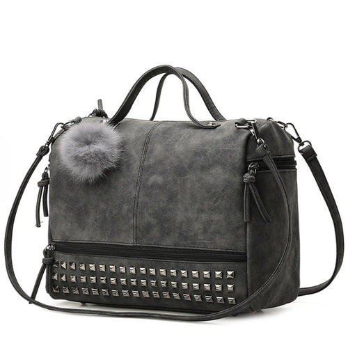 Fashionable Women's Hand Bag Pillow Bag European and American Fashion Large Capacity Matte Rivet Big Shoulder Bag