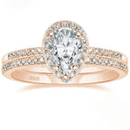 S925 Inlaid Water Drop Pear-shaped Zircon Women's Ring