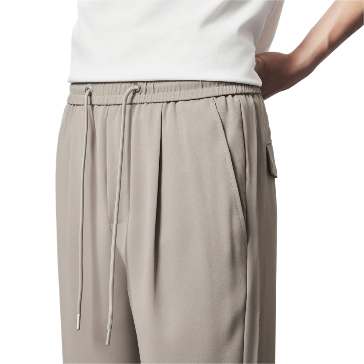 Fashion Elastic Waist Drawstring Straight Men's Casual Pants