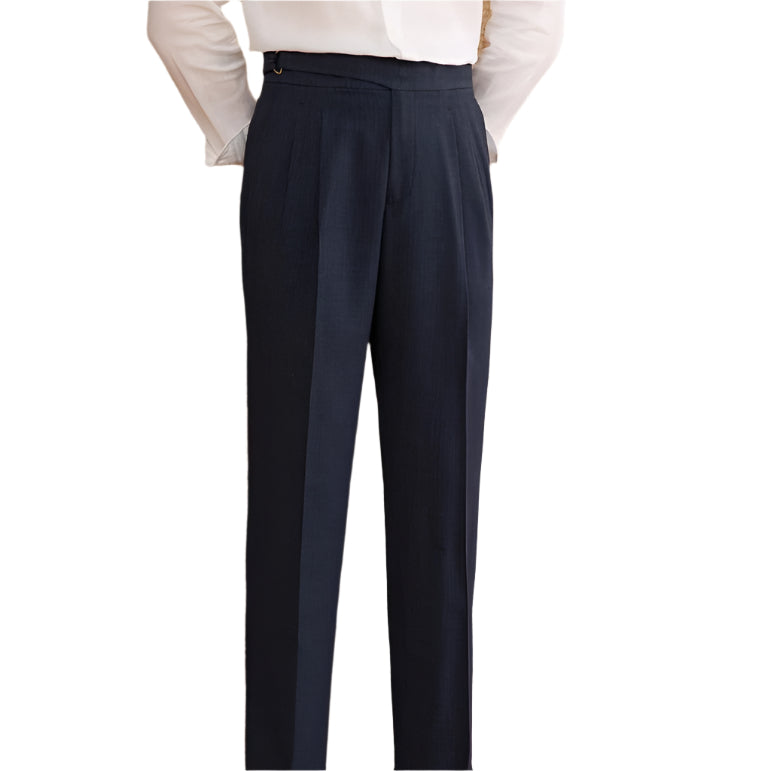 Heren modieuze zakelijke casual formele broek effen kleur hoge taille rechte broek ademende heren casual broeken