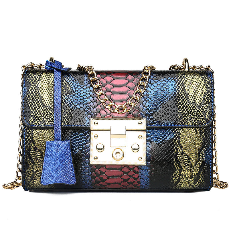 Damesmode Schoudertas met slot en ketting, kleine vierkante tas, originele leren tas, grote capaciteit dames schoudertas
