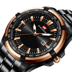 Men's Stainless Steel Watch Calendar Trend Business Sports Steel Belt Luminous Watch