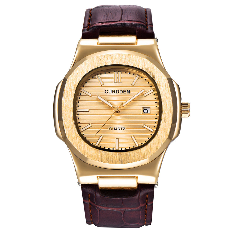 CURDDEN Herenhorloges Mode Casual Leren Band Zakelijk Datum Kwartshorloge Zwart Relogios Masculinos 2025