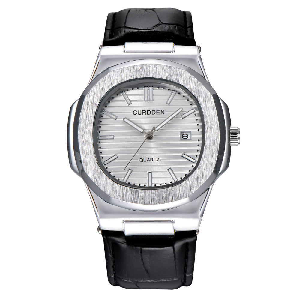 Orologi da uomo di marca CURDDEN, moda casual, cinturino in pelle, orologio da polso al quarzo con data, nero, Relógios Masculinos 2025, orologio da uomo