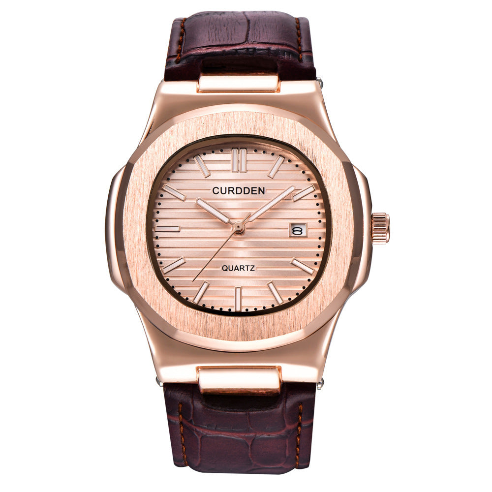 CURDDEN Herenhorloges Mode Casual Leren Band Zakelijk Datum Kwartshorloge Zwart Relogios Masculinos 2025