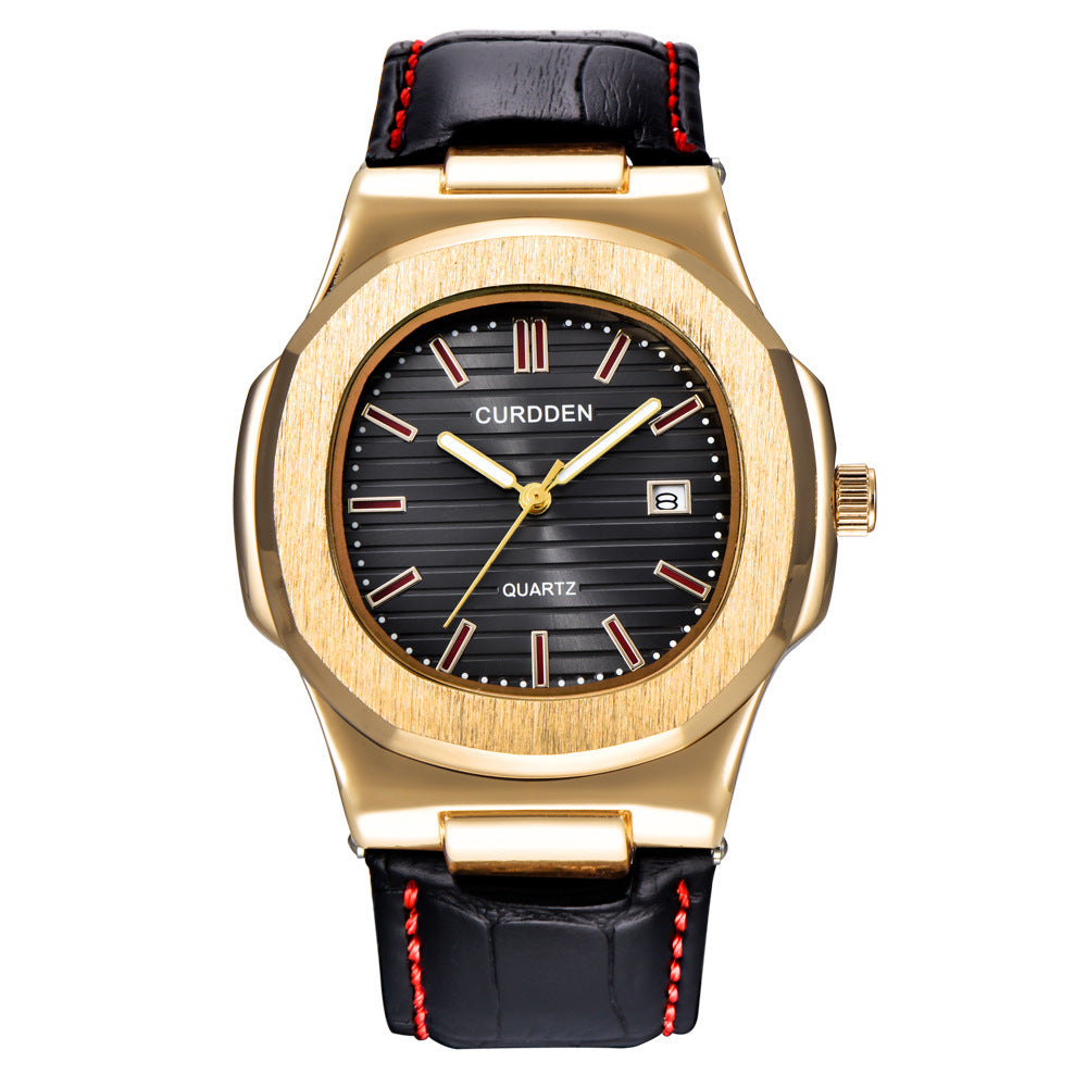 Orologi da uomo di marca CURDDEN, moda casual, cinturino in pelle, orologio da polso al quarzo con data, nero, Relógios Masculinos 2025, orologio da uomo