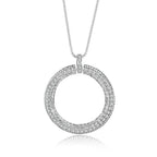 Women Luxury Earrings Round Pendant Necklace Pure Clear Cubic Zirconia Micro Paved Bridal Fashion Women Necklace