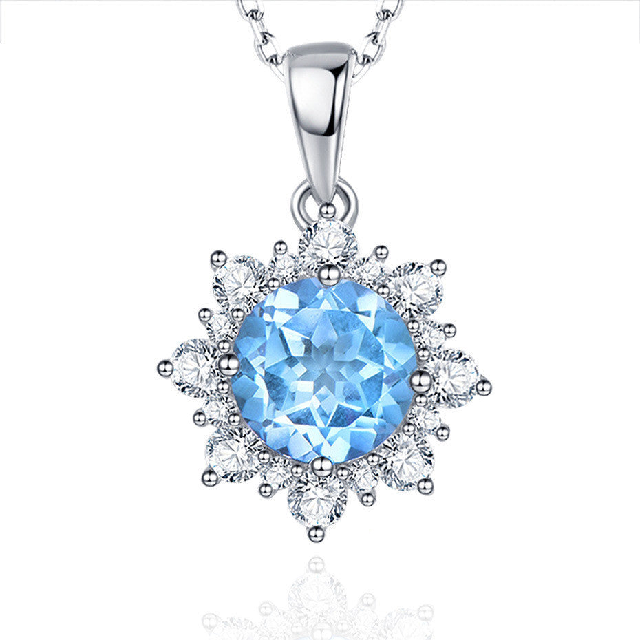 European and American Colored Zircon Stud Earrings Pendant Necklace - Acquisti Online