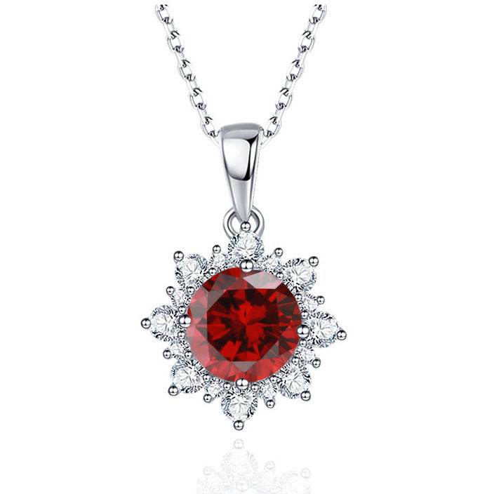 European and American Colored Zircon Stud Earrings Pendant Necklace - Acquisti Online