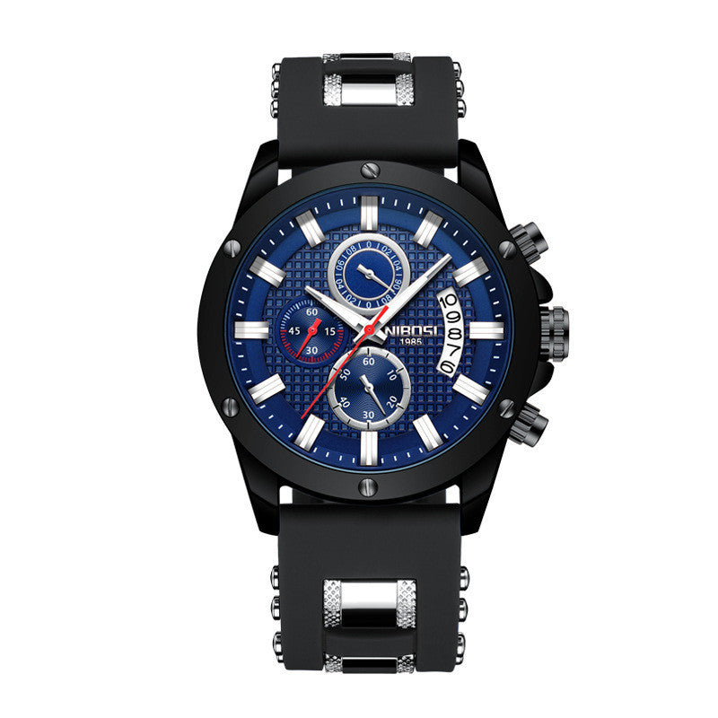 NIBOSI Heren Chronograaf Quartz Horloge met Roestvrijstalen Band Zwarte Polshorloges voor Heren Kalender Datum Horloge