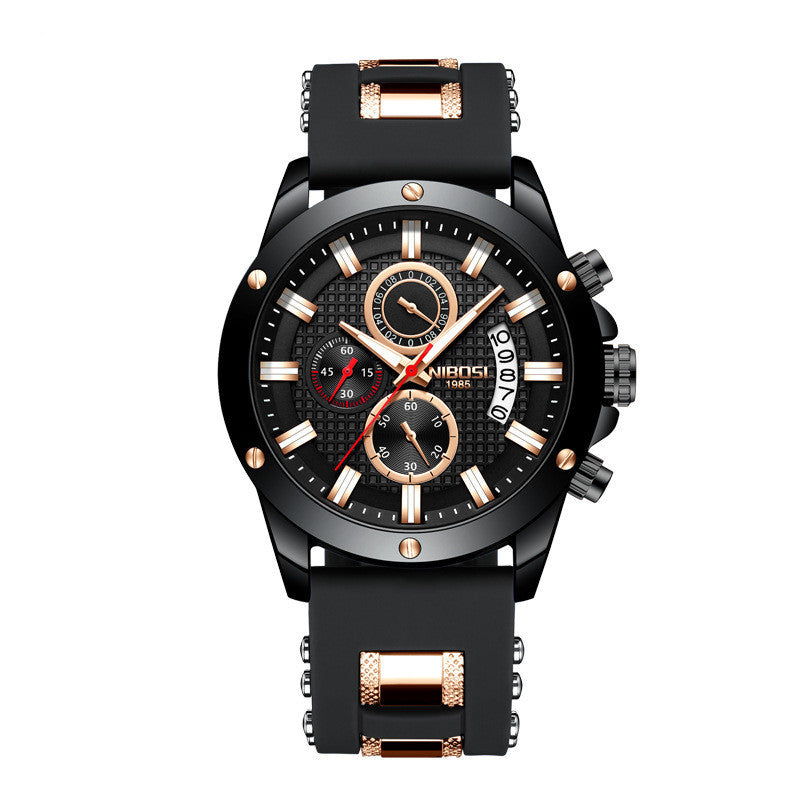 NIBOSI Heren Chronograaf Quartz Horloge met Roestvrijstalen Band Zwarte Polshorloges voor Heren Kalender Datum Horloge