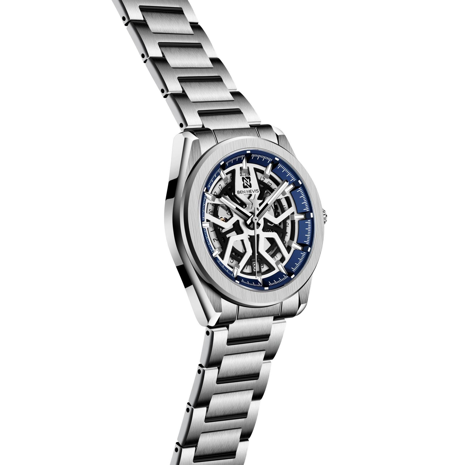 BEN NEVIS Men Skeleton Automatic Mechanical Movement Watch Waterproof Steel Band Man Fashion Watch - Acquisti Online