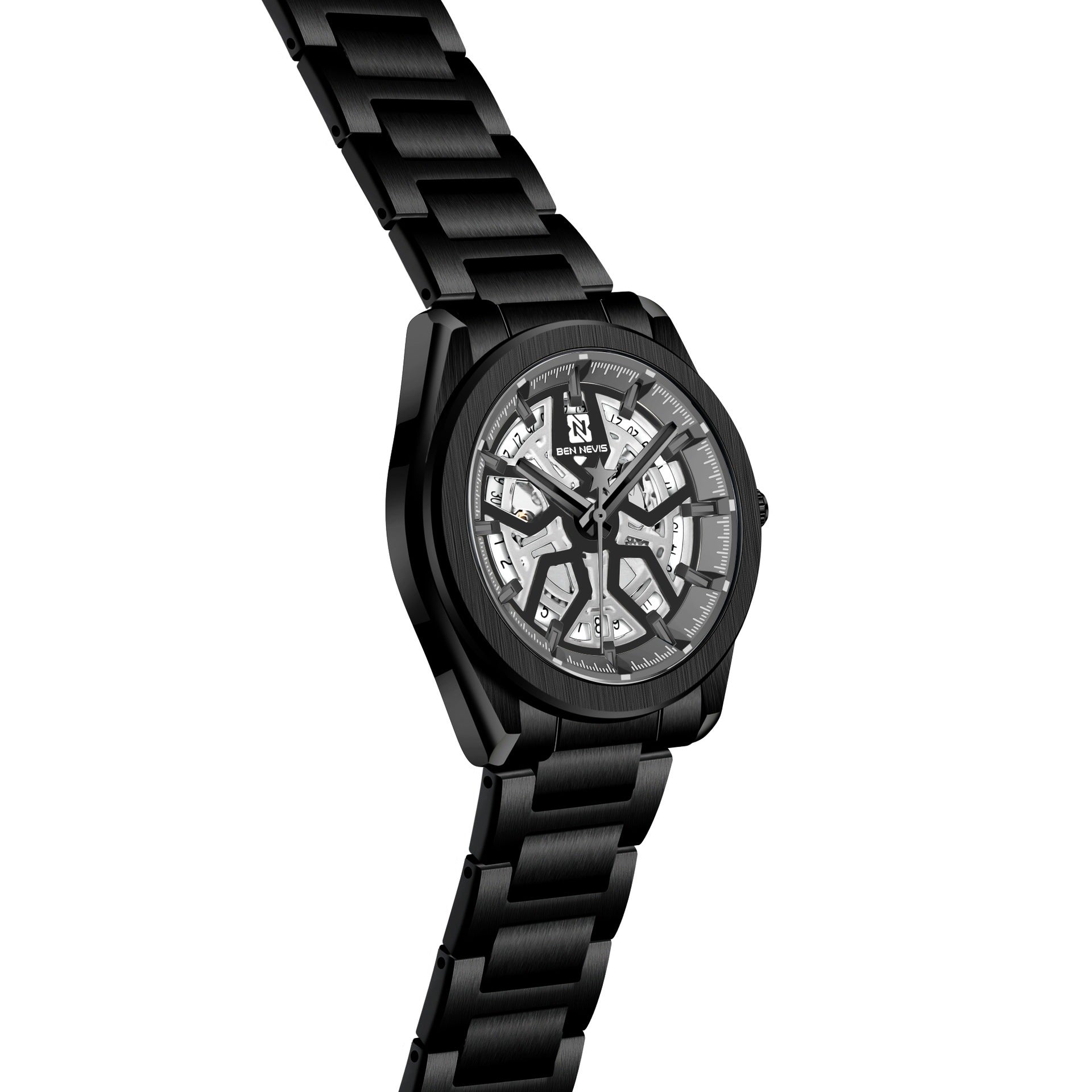 BEN NEVIS Men Skeleton Automatic Mechanical Movement Watch Waterproof Steel Band Man Fashion Watch - Acquisti Online