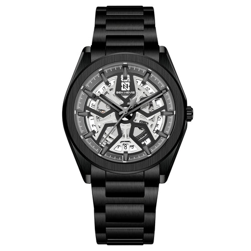BEN NEVIS Men Skeleton Automatic Mechanical Movement Watch Waterproof Steel Band Man Fashion Watch - Acquisti Online