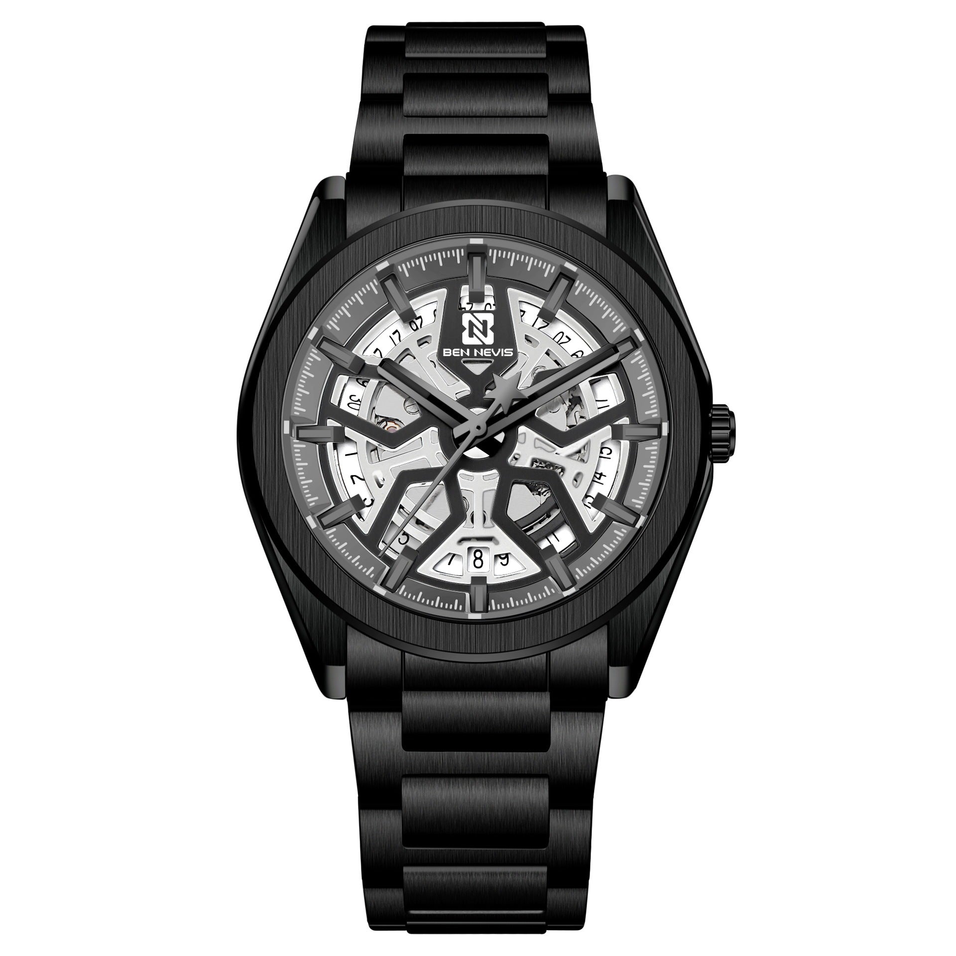 BEN NEVIS Men Skeleton Automatic Mechanical Movement Watch Waterproof Steel Band Man Fashion Watch - Acquisti Online