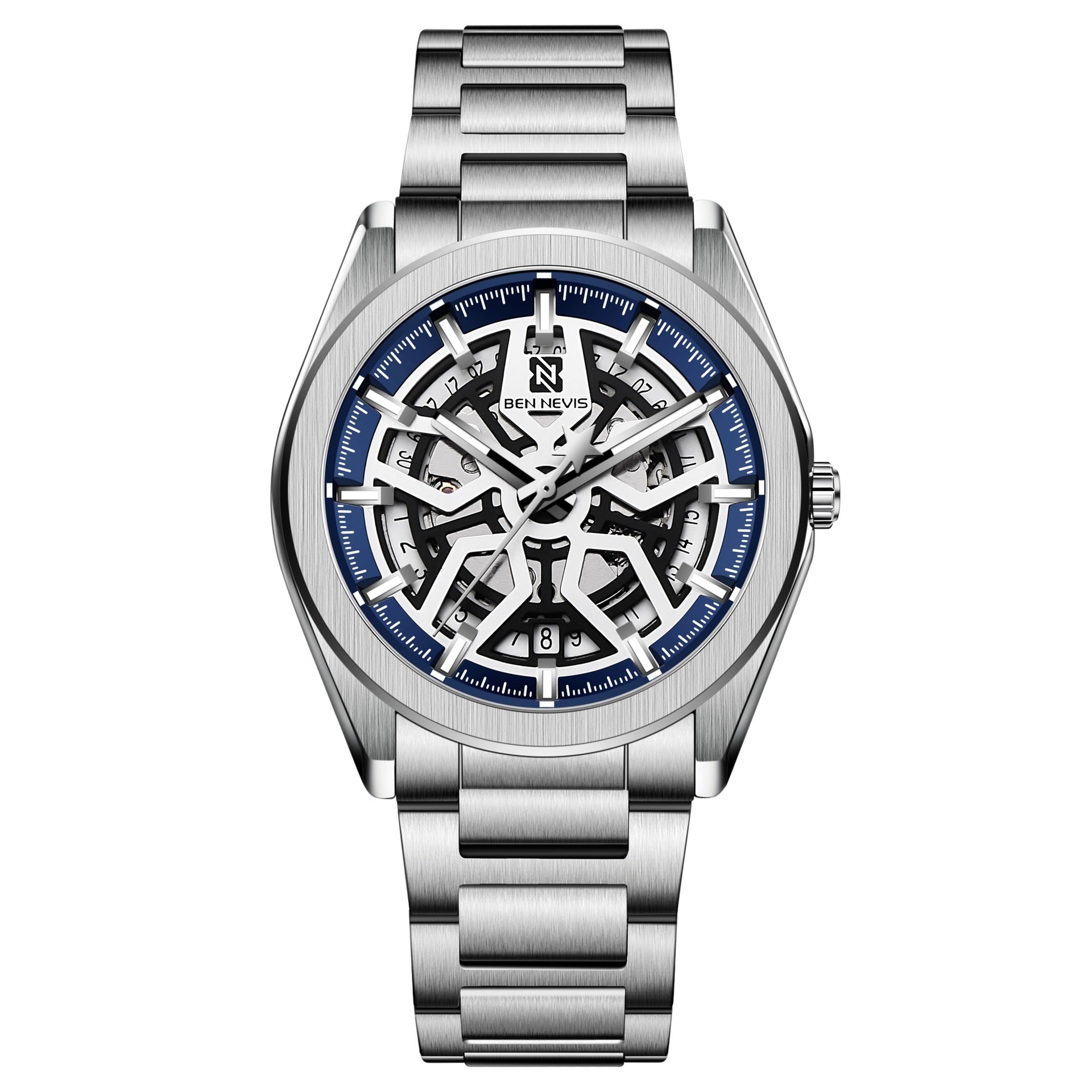BEN NEVIS Men Skeleton Automatic Mechanical Movement Watch Waterproof Steel Band Man Fashion Watch - Acquisti Online