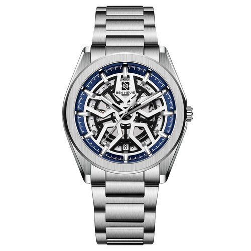 BEN NEVIS Men Skeleton Automatic Mechanical Movement Watch Waterproof Steel Band Man Fashion Watch - Acquisti Online