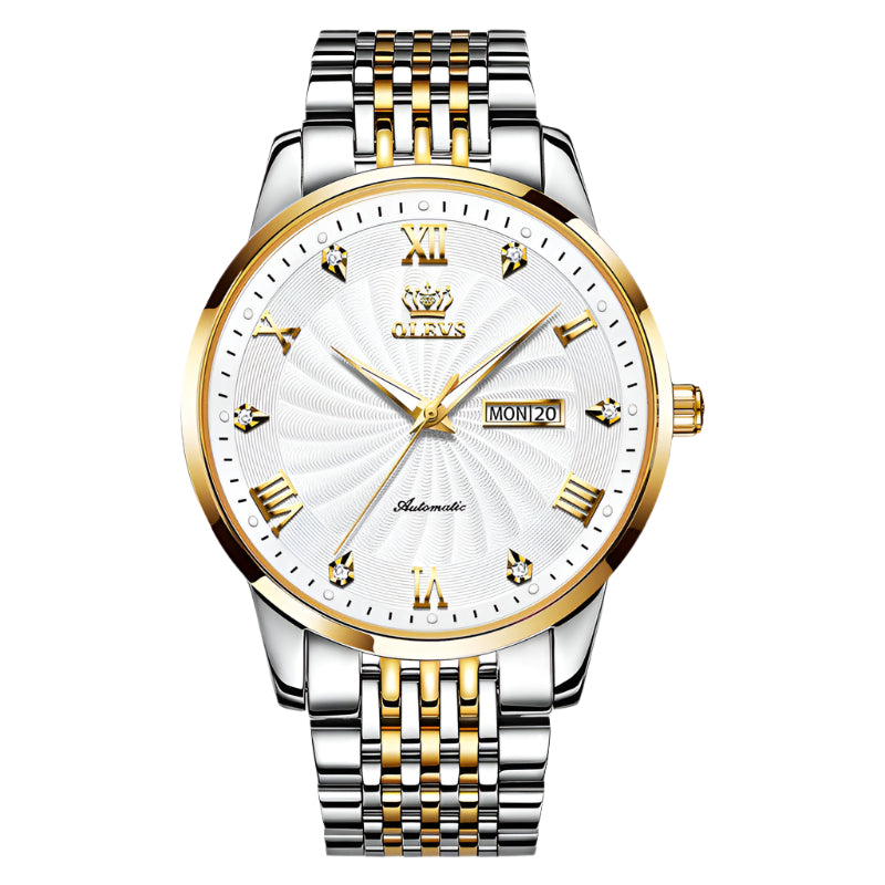 Olevs Man Business Casual Watch Automatic Mechanical Watch Rhinestone Diamond Waterproof Steel Band Man Watch - Acquisti Online