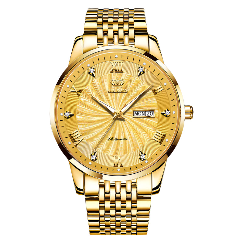 Olevs Man Business Casual Watch Automatic Mechanical Watch Rhinestone Diamond Waterproof Steel Band Man Watch - Acquisti Online