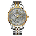 Olevs Man Business Casual Watch Automatic Mechanical Watch Rhinestone Diamond Waterproof Steel Band Man Watch - Acquisti Online