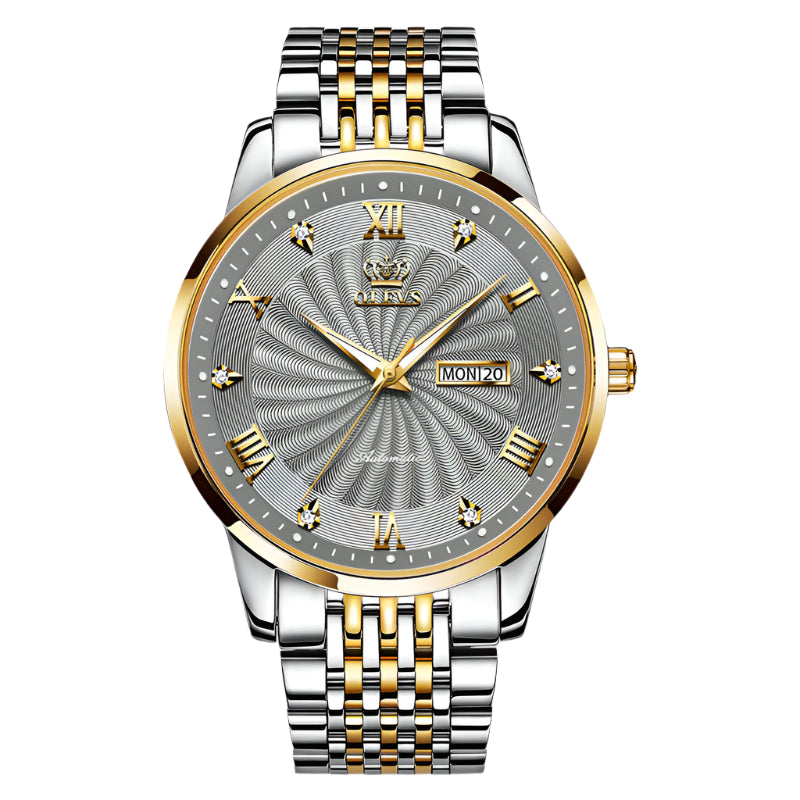 Olevs Man Business Casual Watch Automatic Mechanical Watch Rhinestone Diamond Waterproof Steel Band Man Watch - Acquisti Online