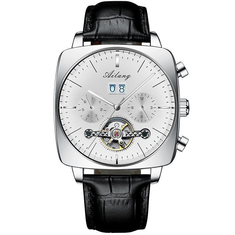 Orologio meccanico multifunzione da uomo con tourbillon cavo Square Watch