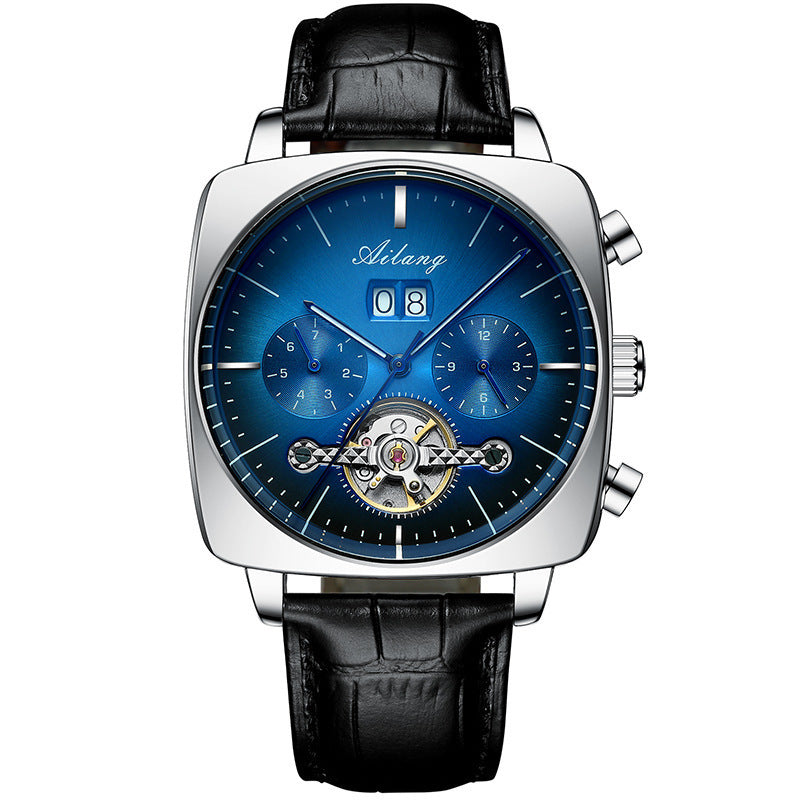 Orologio meccanico multifunzione da uomo con tourbillon cavo Square Watch