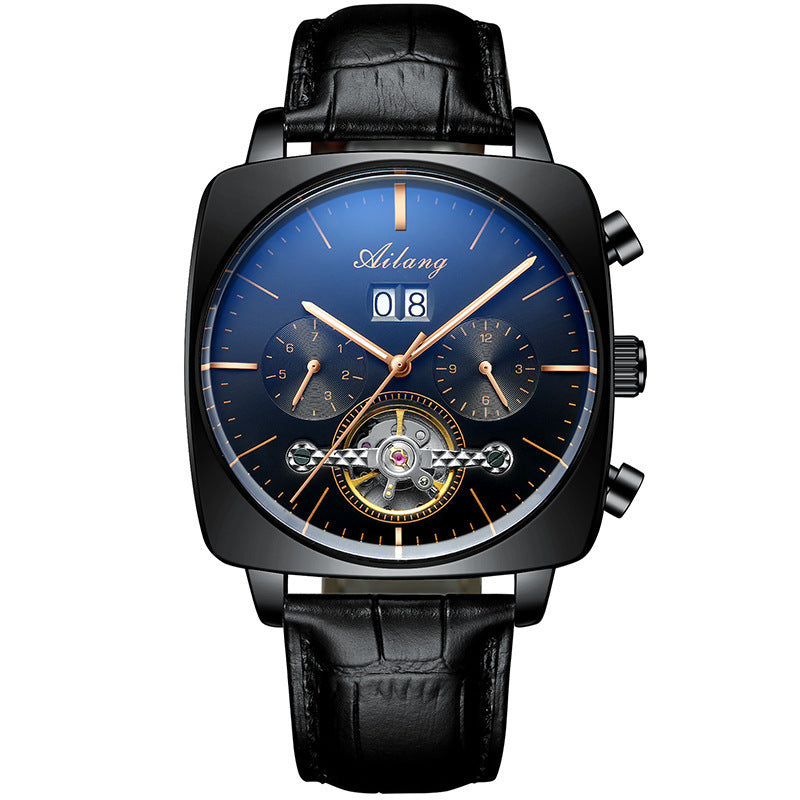 Orologio meccanico multifunzione da uomo con tourbillon cavo Square Watch
