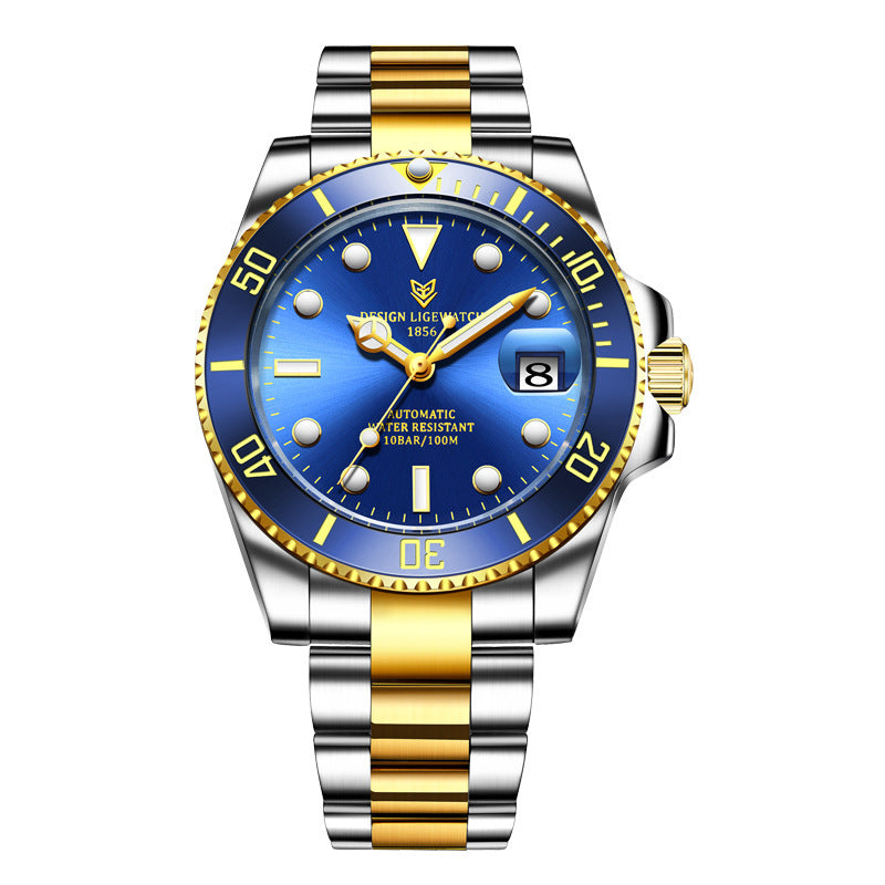 Men's Classic Business Fashion Watch Automatic Mechanical Movement Watch Waterproof Steel Band Watch - Acquisti Online
