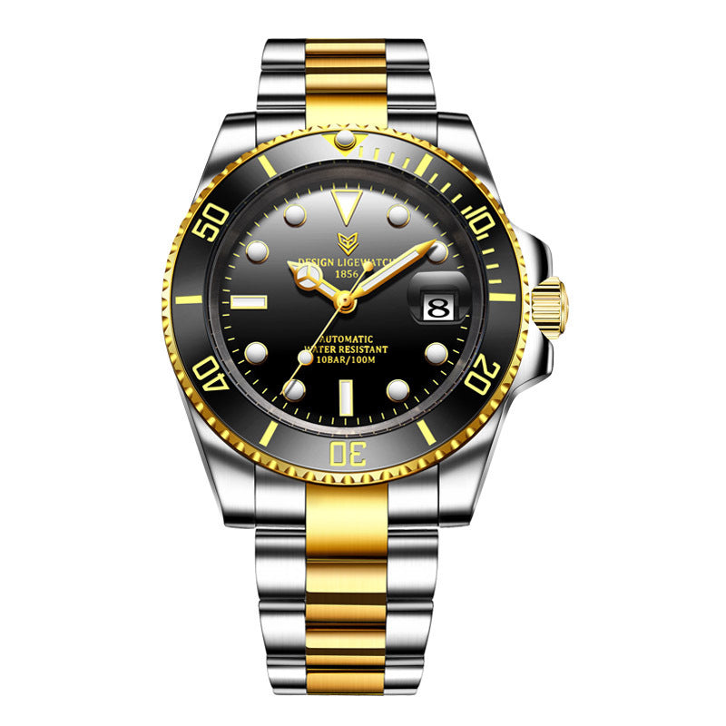 Men's Classic Business Fashion Watch Automatic Mechanical Movement Watch Waterproof Steel Band Watch - Acquisti Online